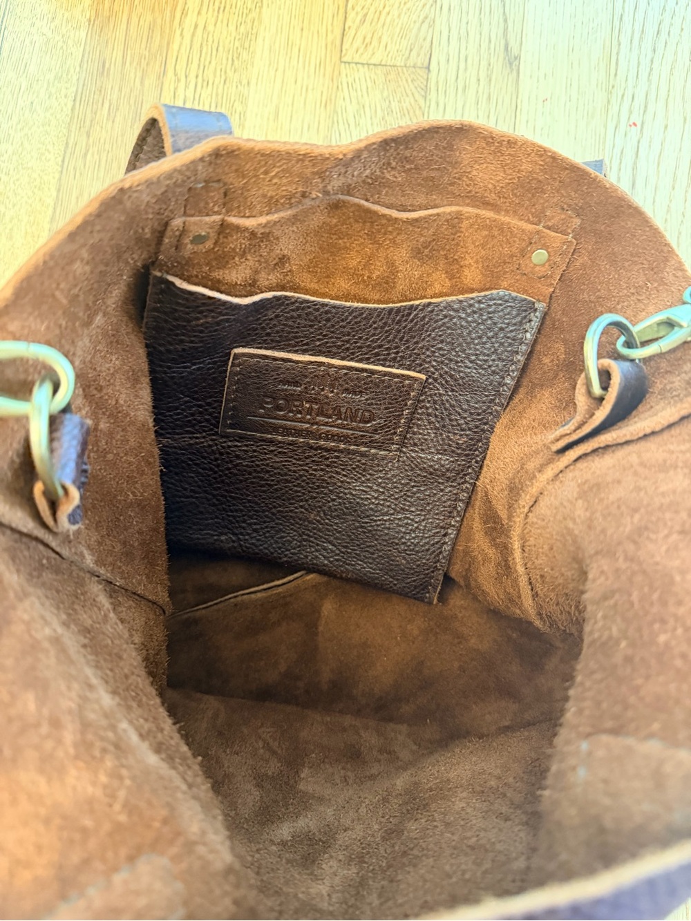 Women's Leather Tote Bag - Brown - Picture 4 of 4
